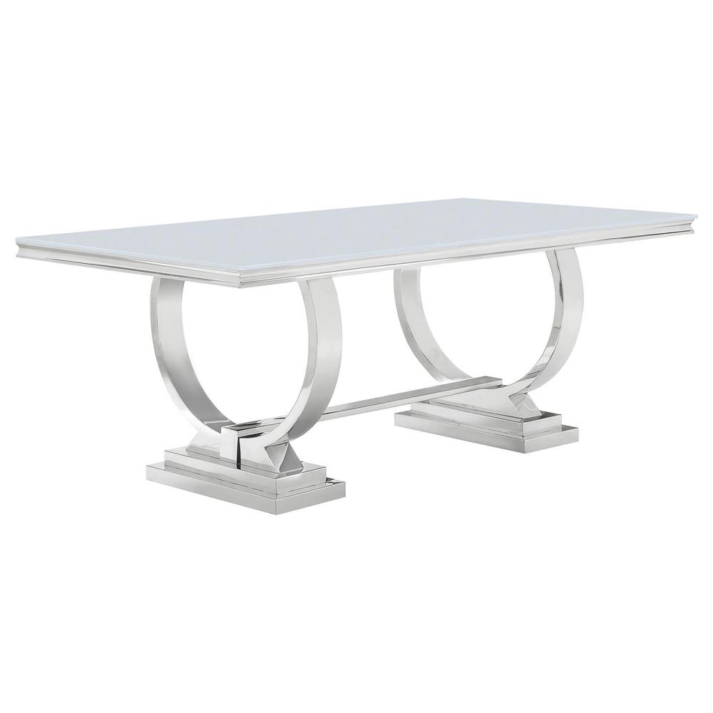Antoine Rectangle Dining Table White and Chrome. Picture 1