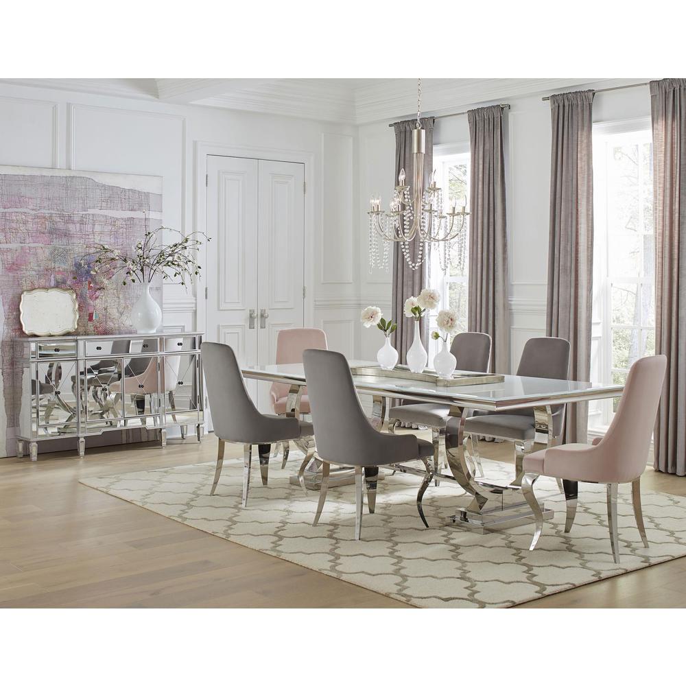 Antoine 7-piece Rectangular Dining Set Pink and Grey. Picture 9