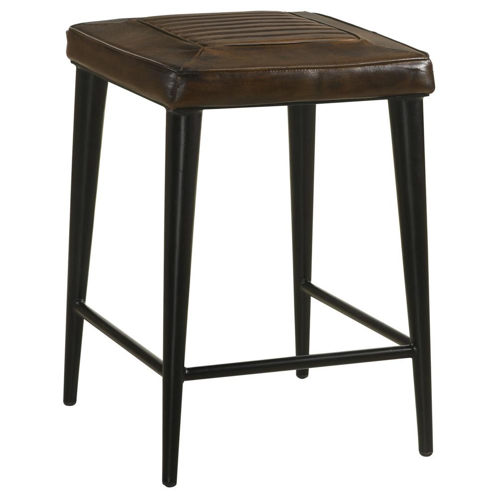 Upholstered Backless Counter Height Stool Antique Brown and Black (Set of 2). Picture 7