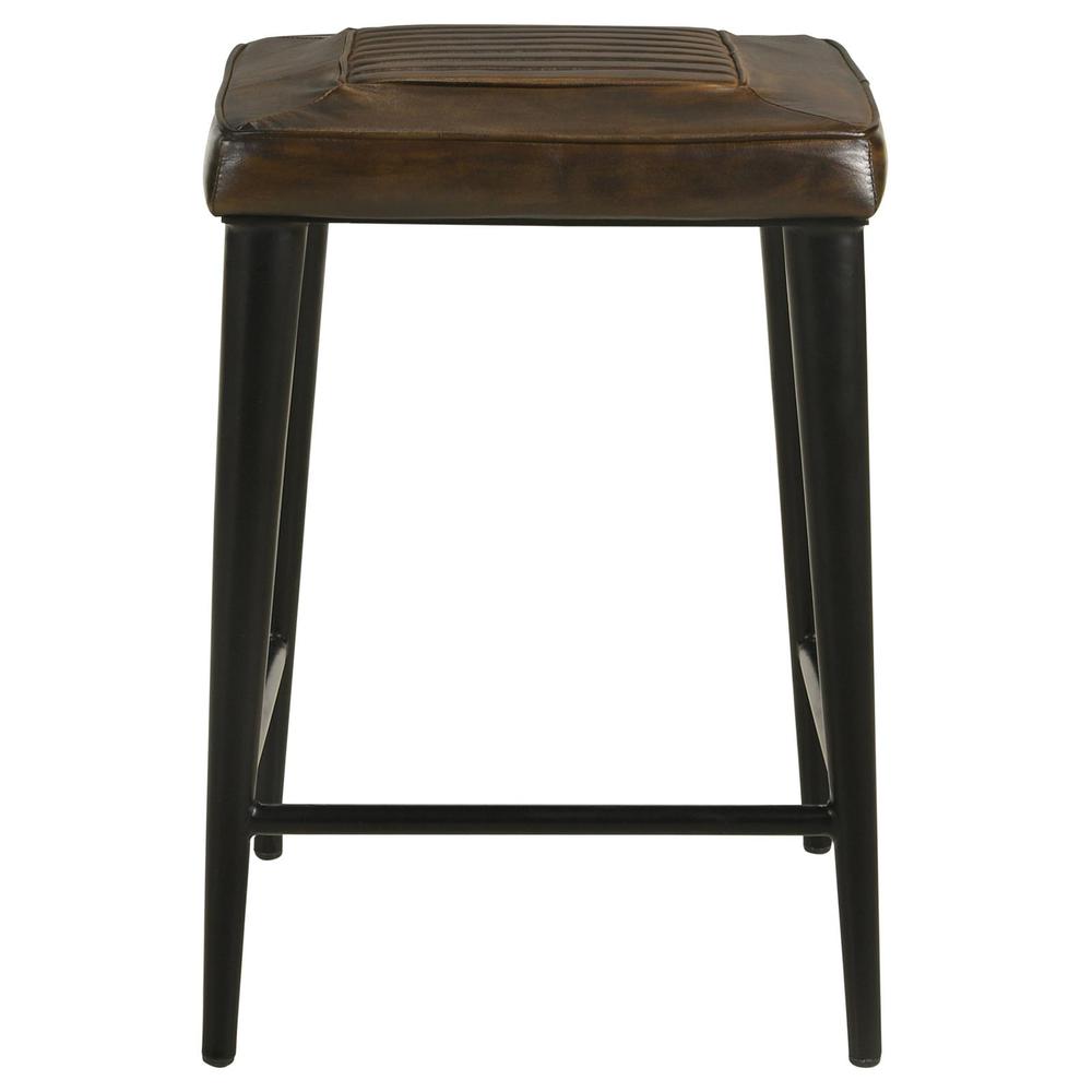 Upholstered Backless Counter Height Stool Antique Brown and Black (Set of 2). Picture 1