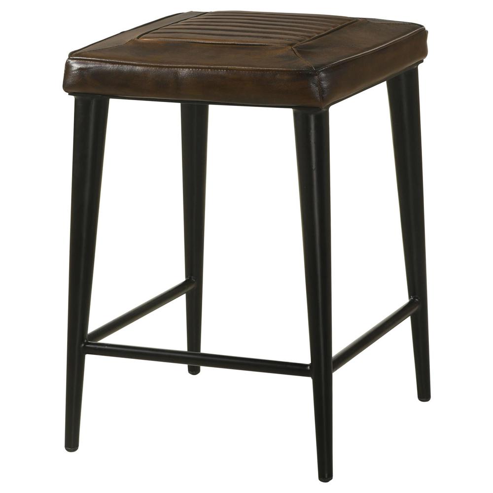 Upholstered Backless Counter Height Stool Antique Brown and Black (Set of 2). Picture 2