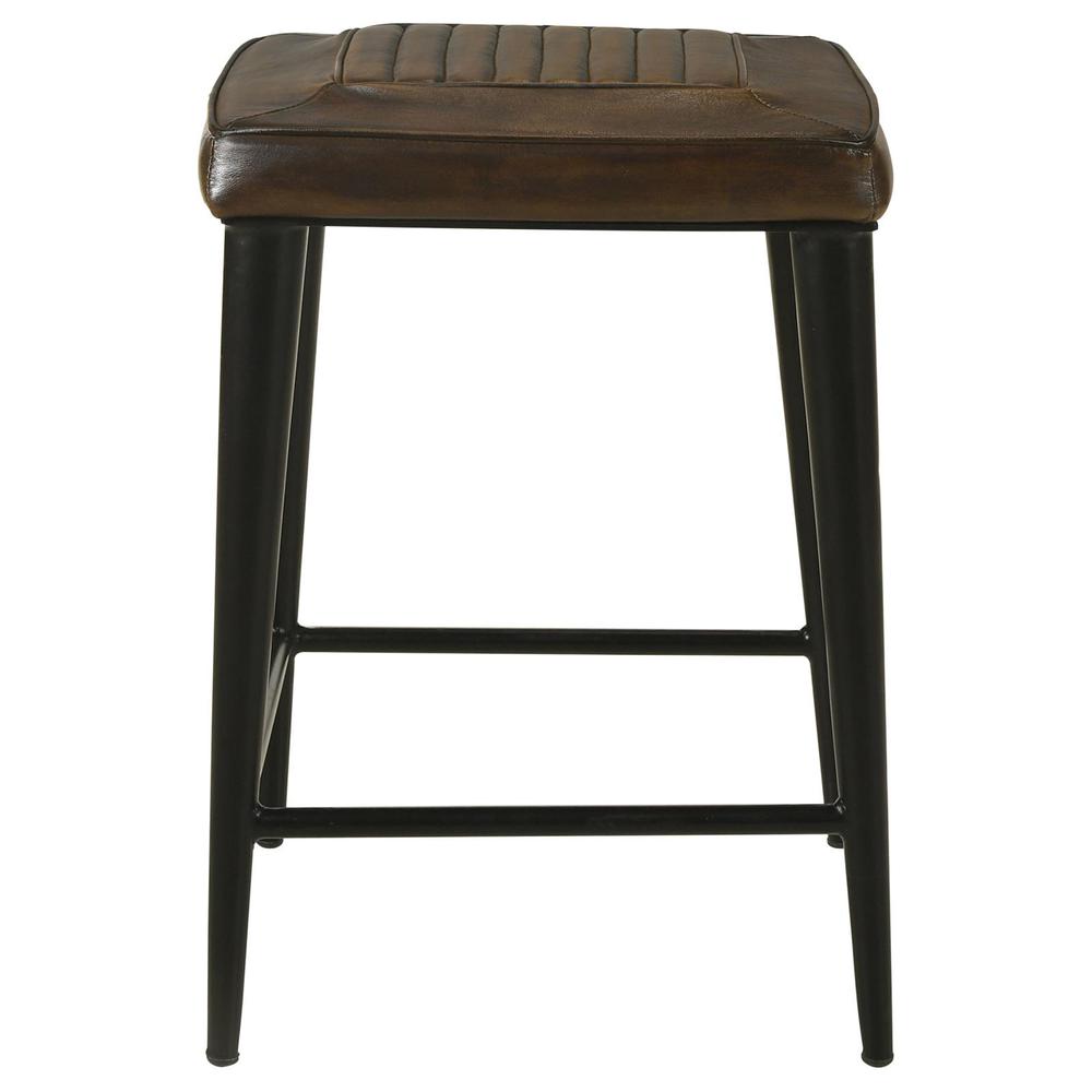Upholstered Backless Counter Height Stool Antique Brown and Black (Set of 2). Picture 3