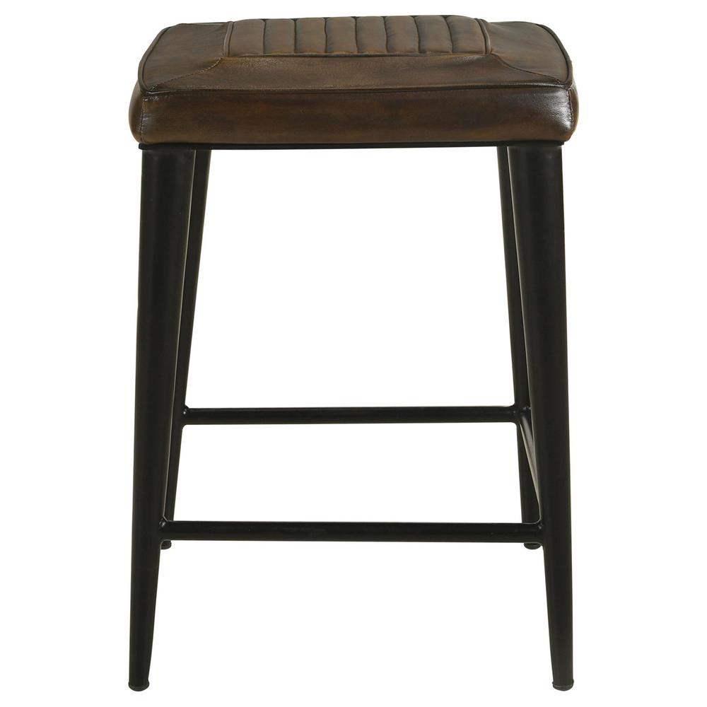 Upholstered Backless Counter Height Stool Antique Brown and Black (Set of 2). Picture 4
