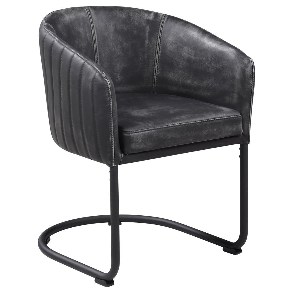 Banner Upholstered Dining Chair Anthracite and Matte Black. Picture 11