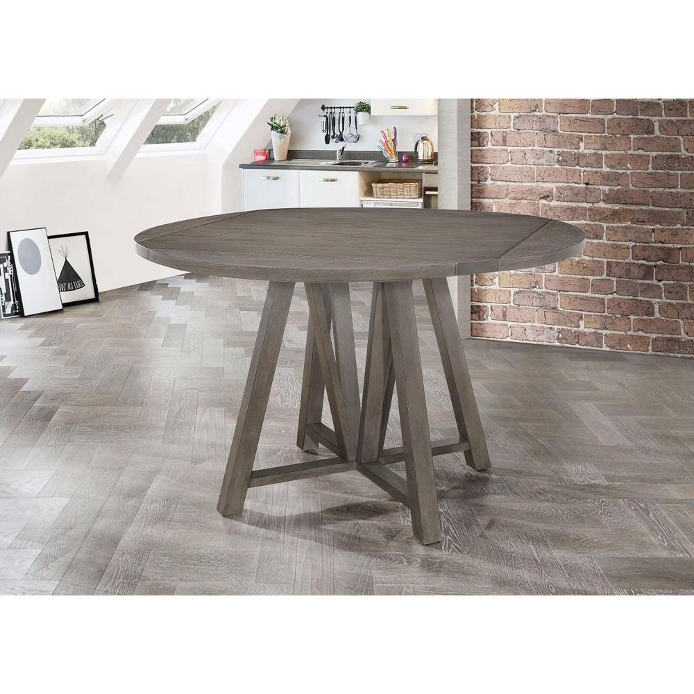 Athens Round Counter Height Table with Drop Leaf Barn Grey. Picture 1