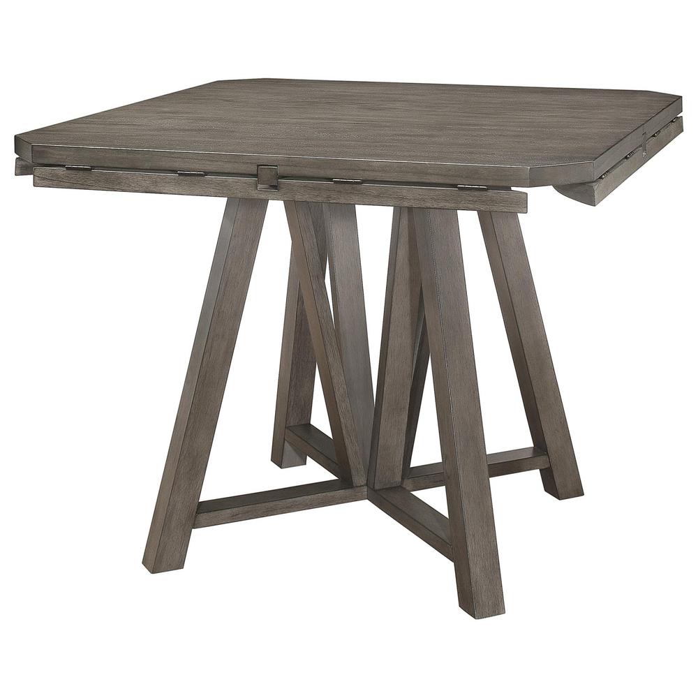 Athens Round Counter Height Table with Drop Leaf Barn Grey. Picture 4