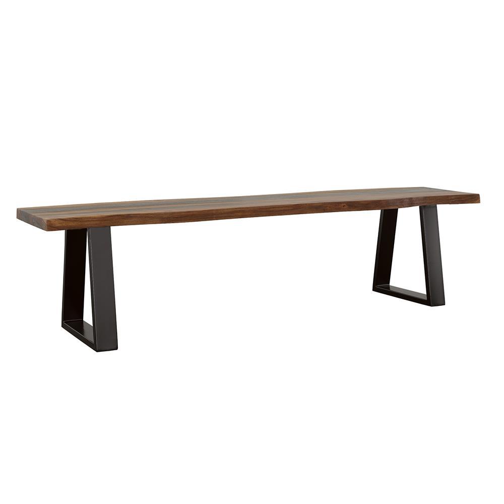 Ditman Live Edge Dining Bench Grey Sheesham and Black. Picture 8