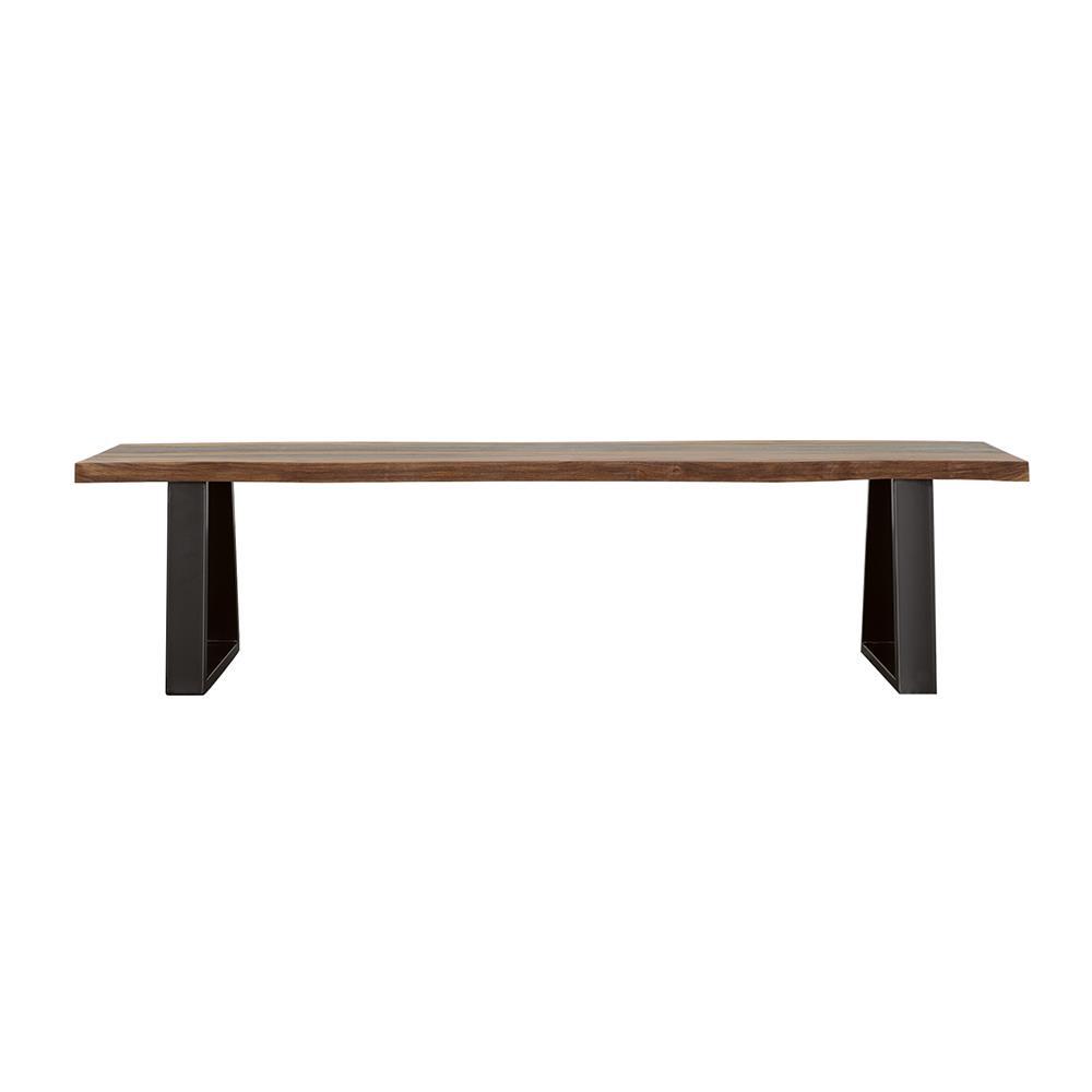 Ditman Live Edge Dining Bench Grey Sheesham and Black. Picture 1