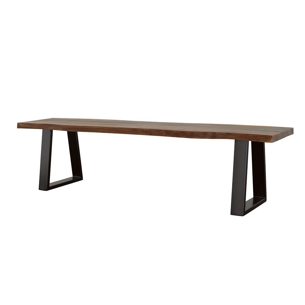 Ditman Live Edge Dining Bench Grey Sheesham and Black. Picture 2