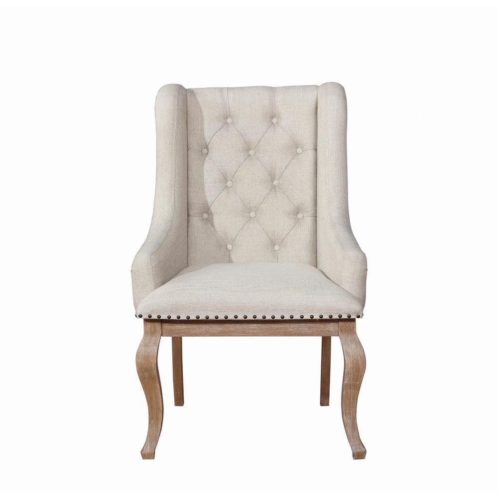 Brockway Tufted Arm Chairs Cream and Barley Brown (Set of 2). Picture 2