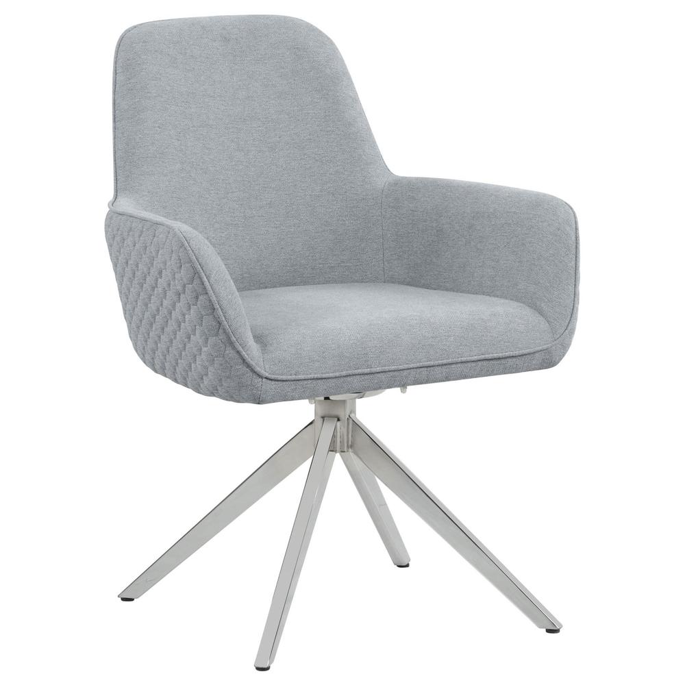 Abby Flare Arm Side Chair Light Grey and Chrome. Picture 11