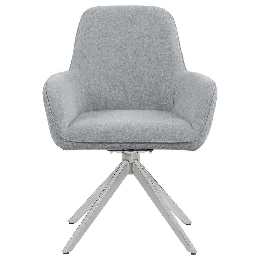 Abby Flare Arm Side Chair Light Grey and Chrome. Picture 1