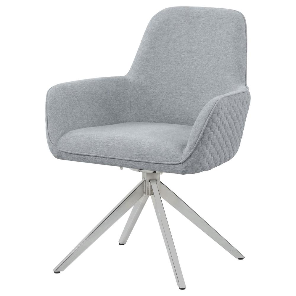 Abby Flare Arm Side Chair Light Grey and Chrome. Picture 2