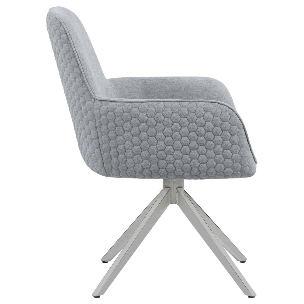 Abby Flare Arm Side Chair Light Grey and Chrome. Picture 7