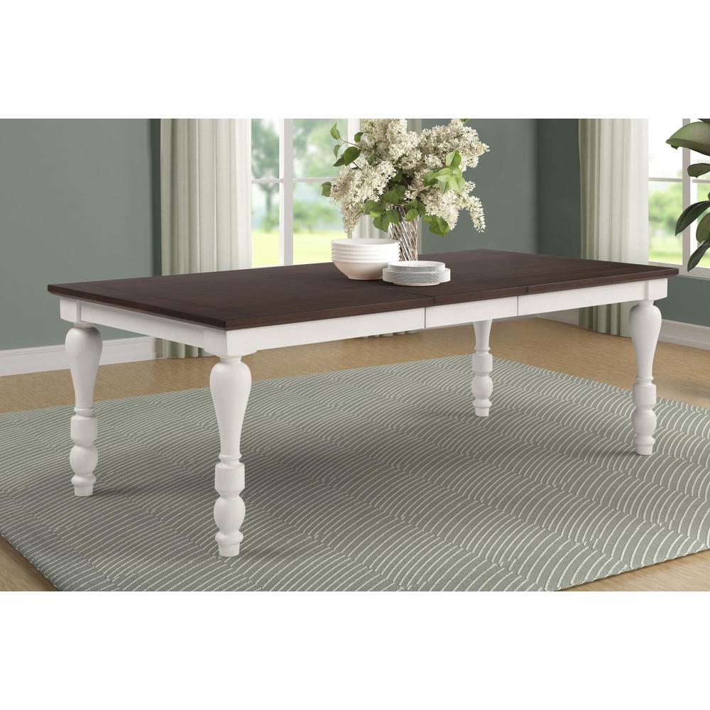 Madelyn Dining Table with Extension Leaf Dark Cocoa and Coastal White. Picture 6