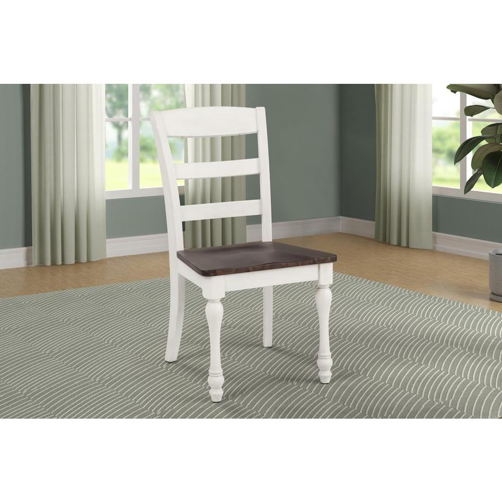 Madelyn Ladder Back Side Chairs Dark Cocoa and Coastal White (Set of 2). Picture 1