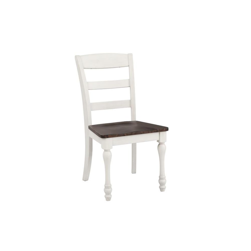 Madelyn Ladder Back Side Chairs Dark Cocoa and Coastal White (Set of 2). Picture 2