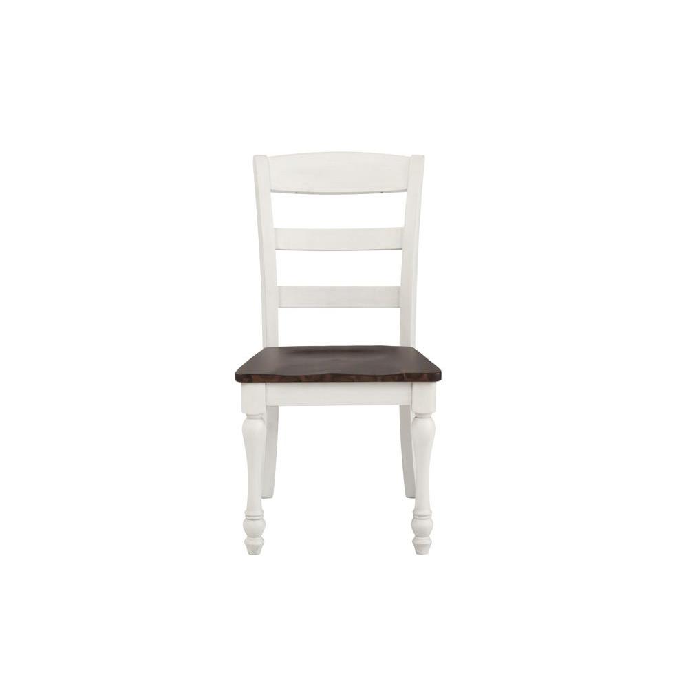 Madelyn Ladder Back Side Chairs Dark Cocoa and Coastal White (Set of 2). Picture 3