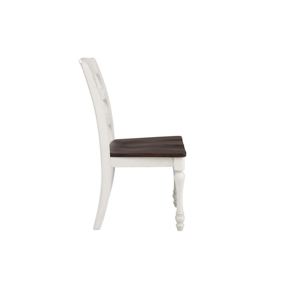 Madelyn Ladder Back Side Chairs Dark Cocoa and Coastal White (Set of 2). Picture 4