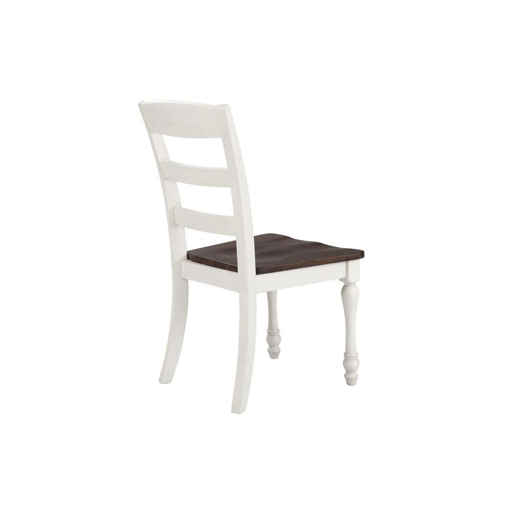 Madelyn Ladder Back Side Chairs Dark Cocoa and Coastal White (Set of 2). Picture 5