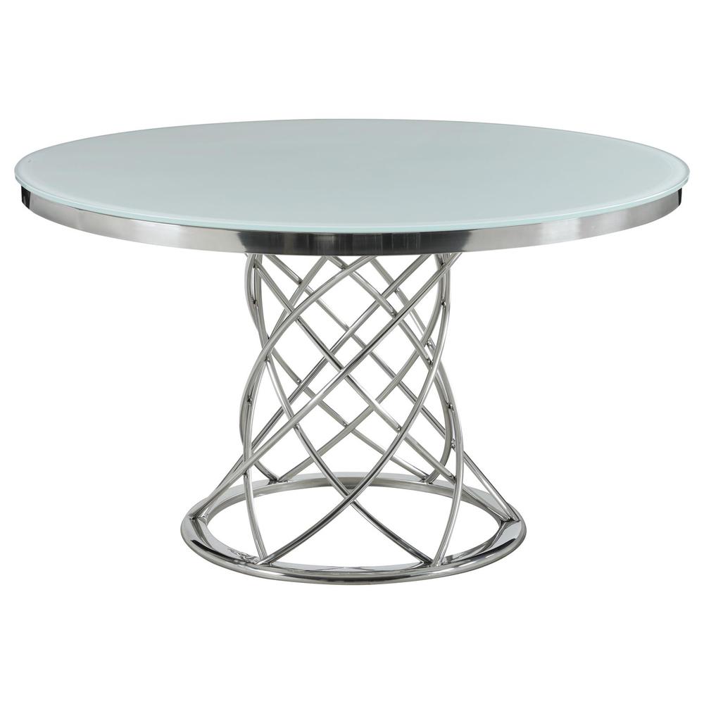 Irene 5-piece Round Glass Top Dining Set White and Chrome. Picture 1