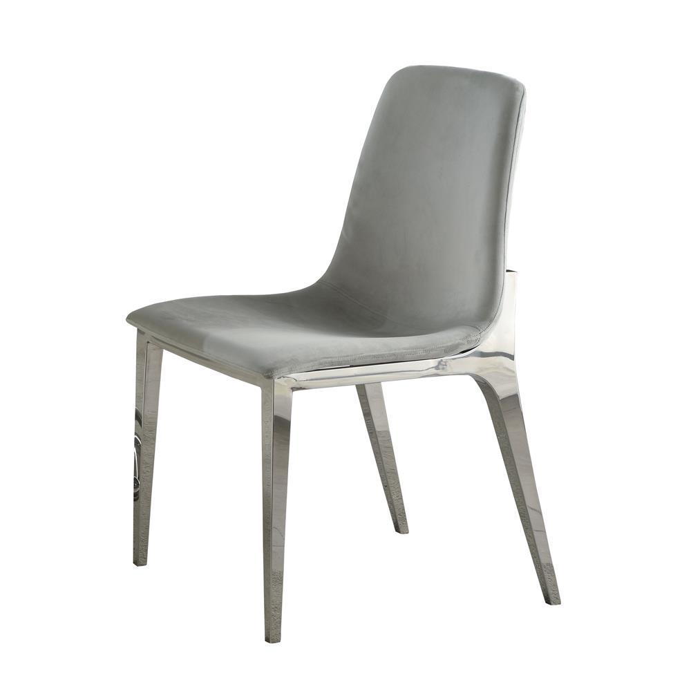 Irene Upholstered Side Chairs Light Grey and Chrome (Set of 4). Picture 1