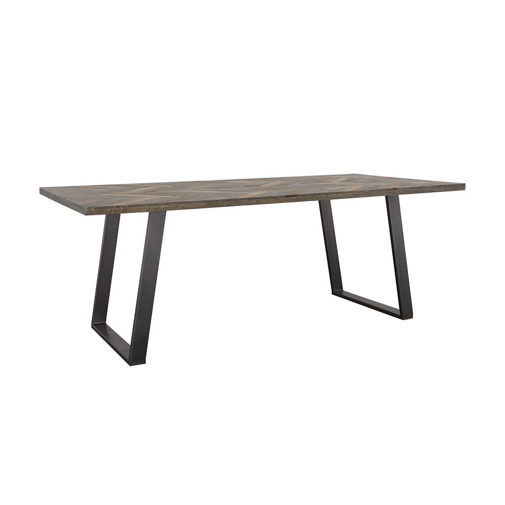 Misty Sled Leg Dining Table Grey Sheesham and Gunmetal. Picture 8
