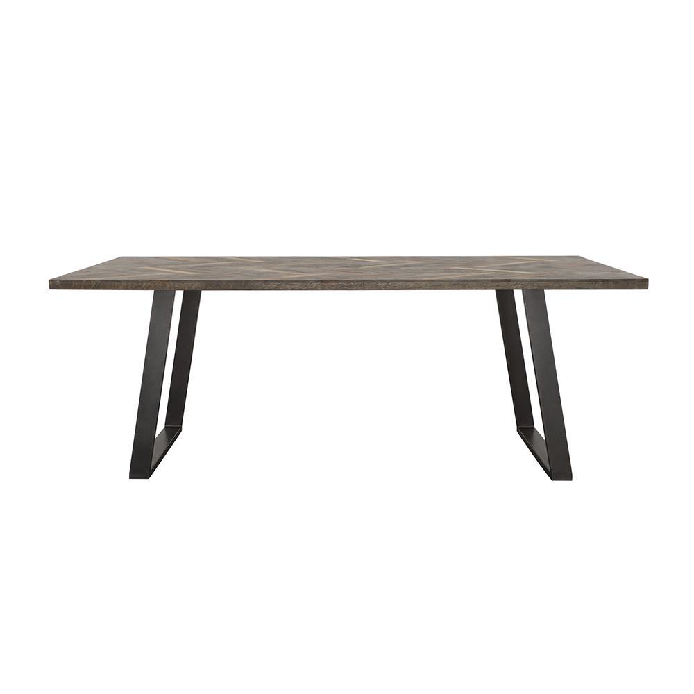 Misty Sled Leg Dining Table Grey Sheesham and Gunmetal. Picture 1