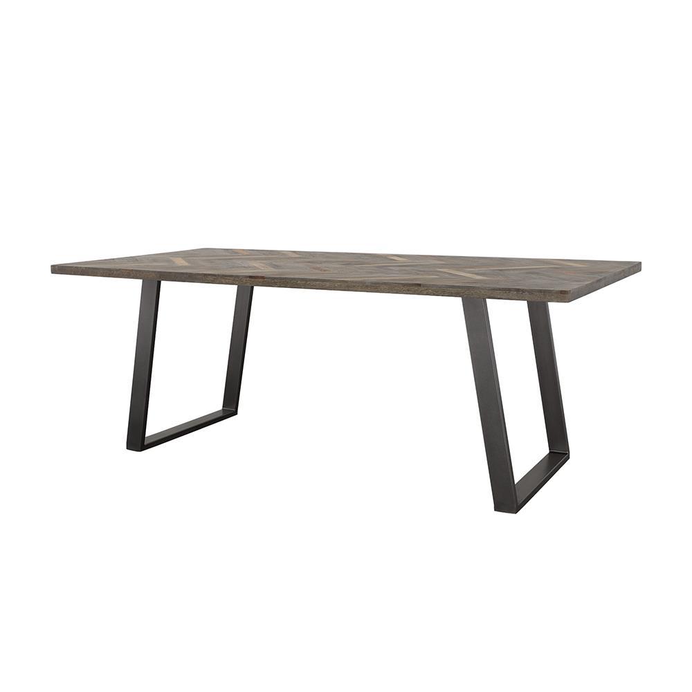 Misty Sled Leg Dining Table Grey Sheesham and Gunmetal. Picture 2