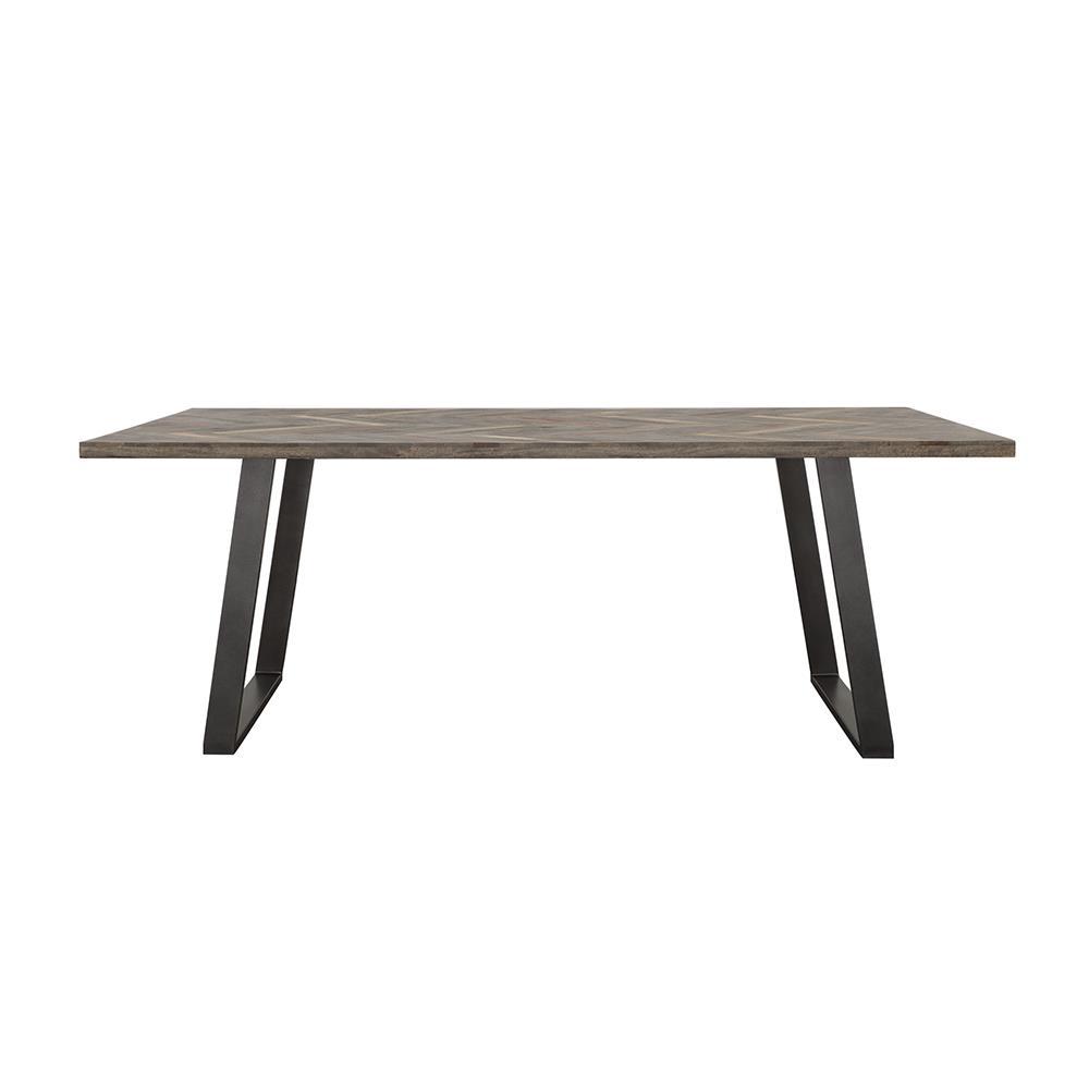 Misty Sled Leg Dining Table Grey Sheesham and Gunmetal. Picture 4