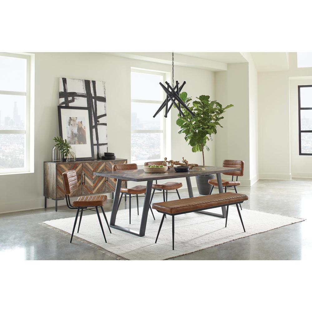 Misty 5-piece Rectangular Dining Set Grey Sheesham and Camel. Picture 1