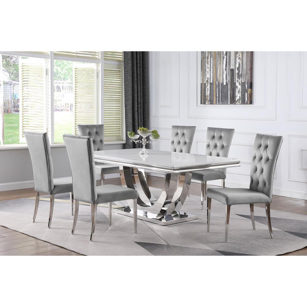 Kerwin 7-piece Dining Room Set Grey and Chrome. Picture 9