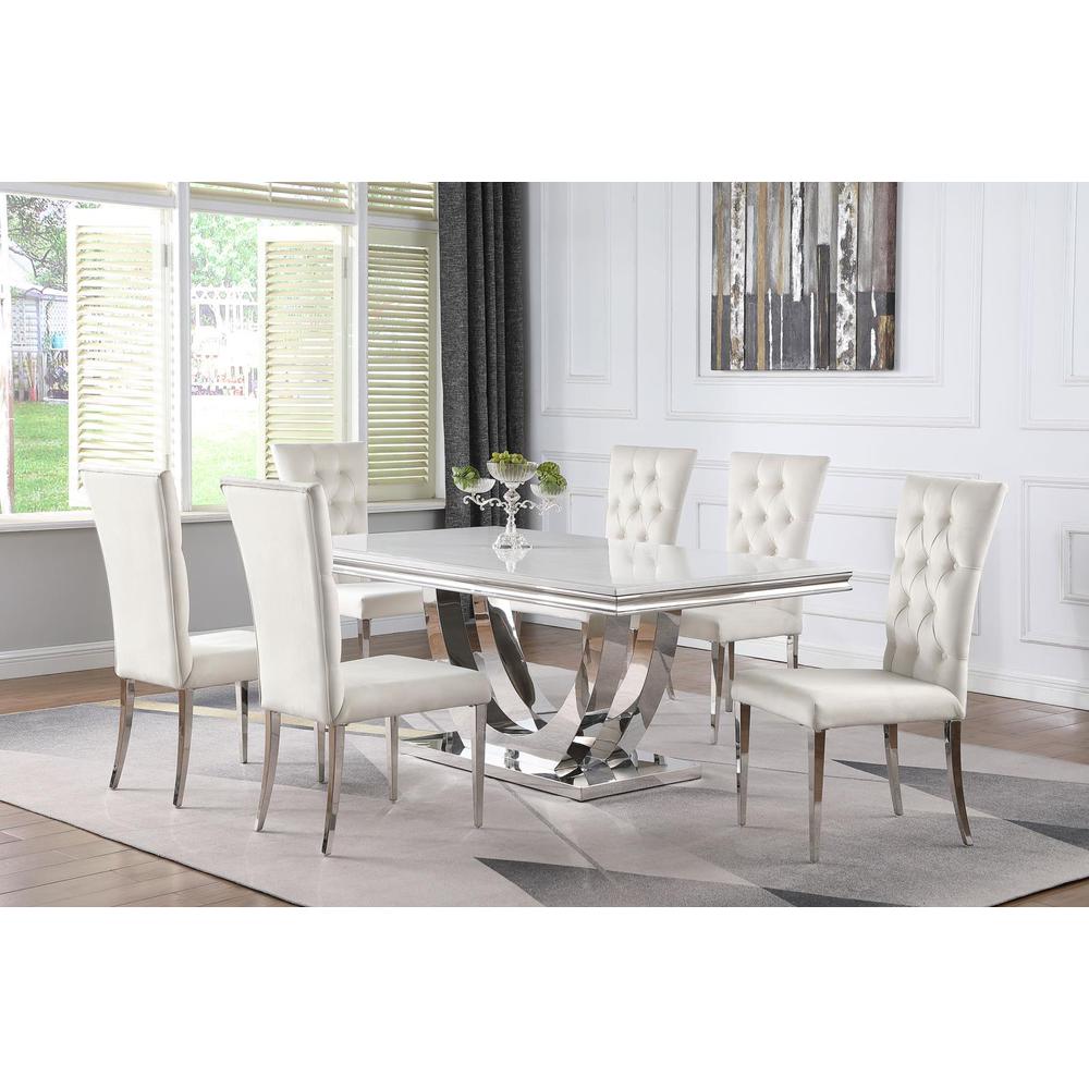 Kerwin 7-piece Dining Room Set White and Chrome. Picture 9