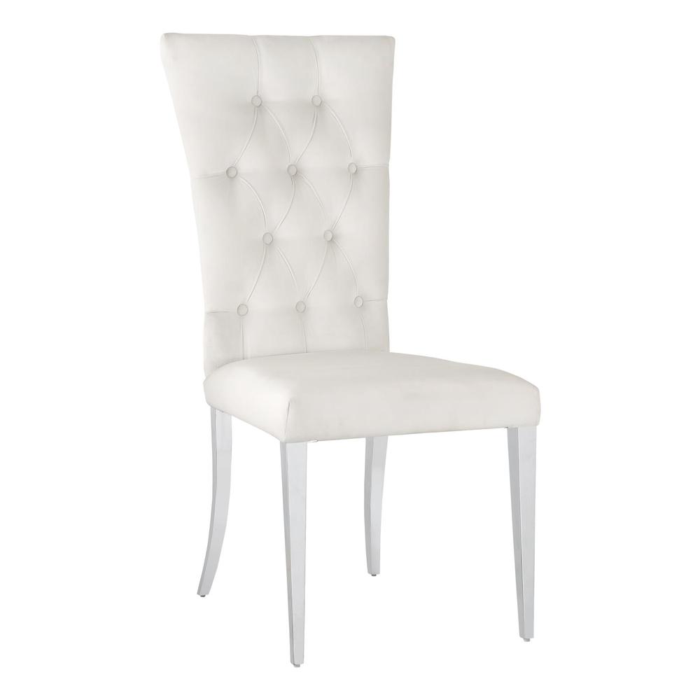 Kerwin Tufted Upholstered Side Chair (Set of 2) White and Chrome. Picture 1
