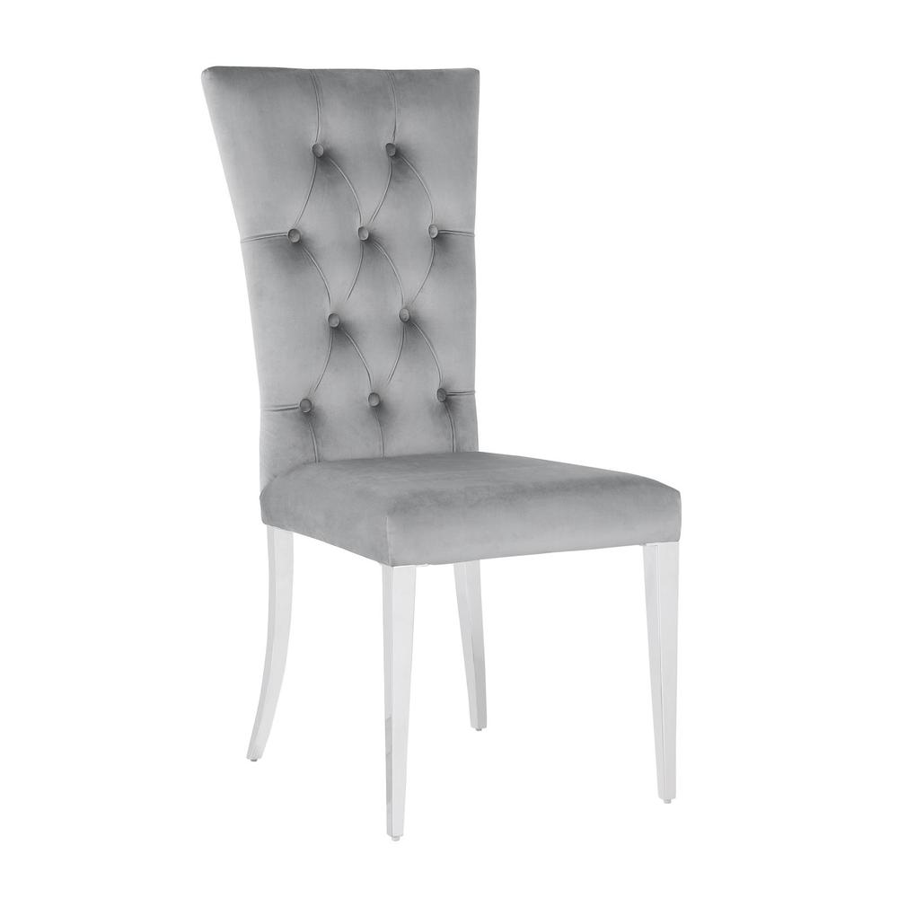 Kerwin Tufted Upholstered Side Chair (Set of 2) Grey and Chrome. Picture 1