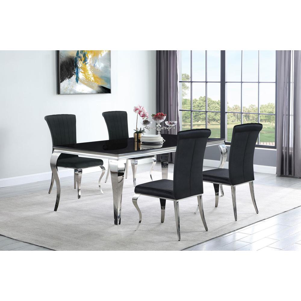 Carone 5-piece 81" Rectangular Dining Set Black and Chrome. Picture 7