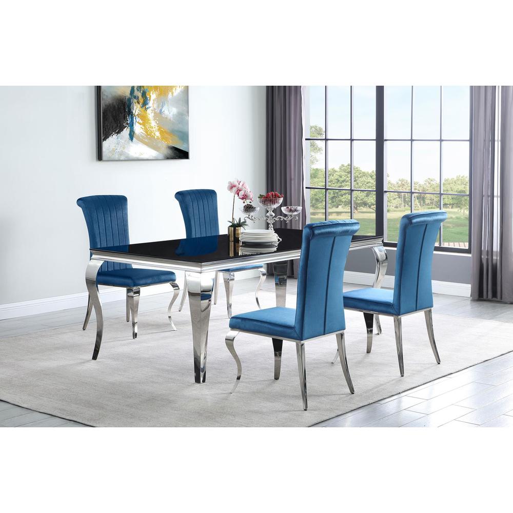 Carone 5-piece 81" Rectangular Dining Set Teal and Chrome. Picture 7
