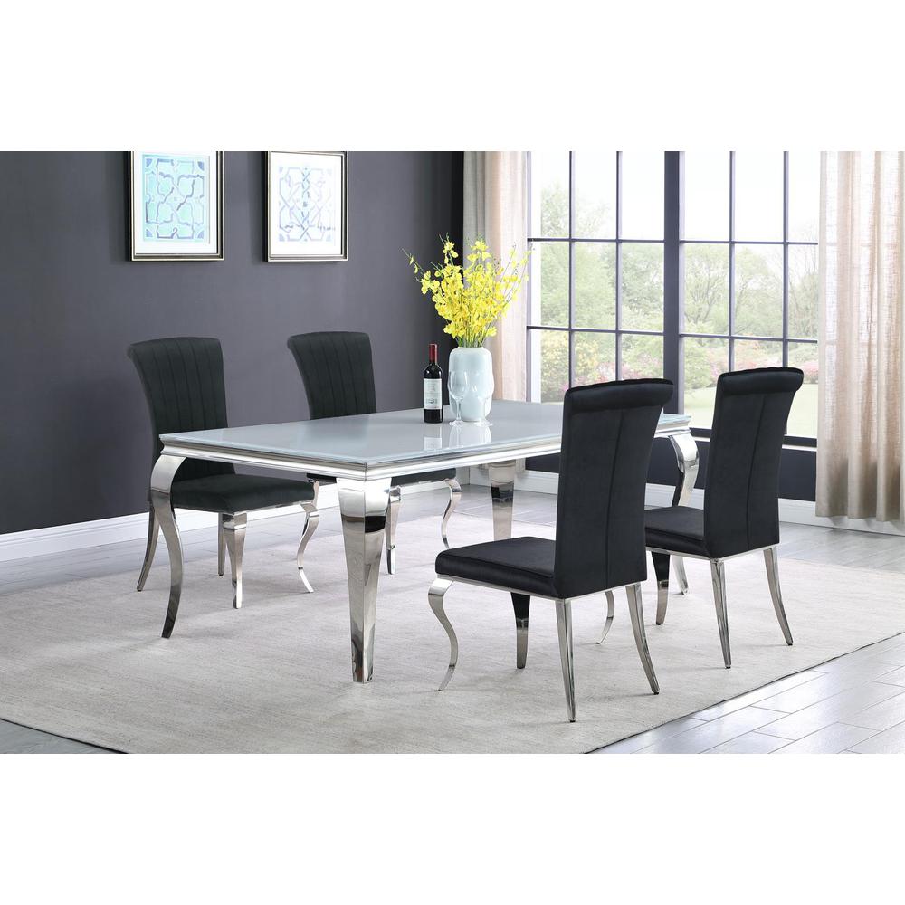 Carone 5-piece 81" Rectangular Dining Set Black and Chrome. Picture 7