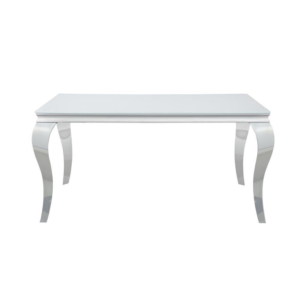 Carone Rectangular Glass Top Dining Table White and Chrome. Picture 2