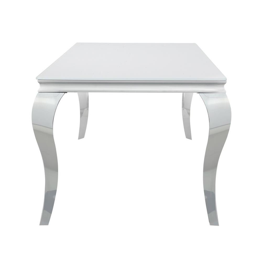 Carone Rectangular Glass Top Dining Table White and Chrome. Picture 7
