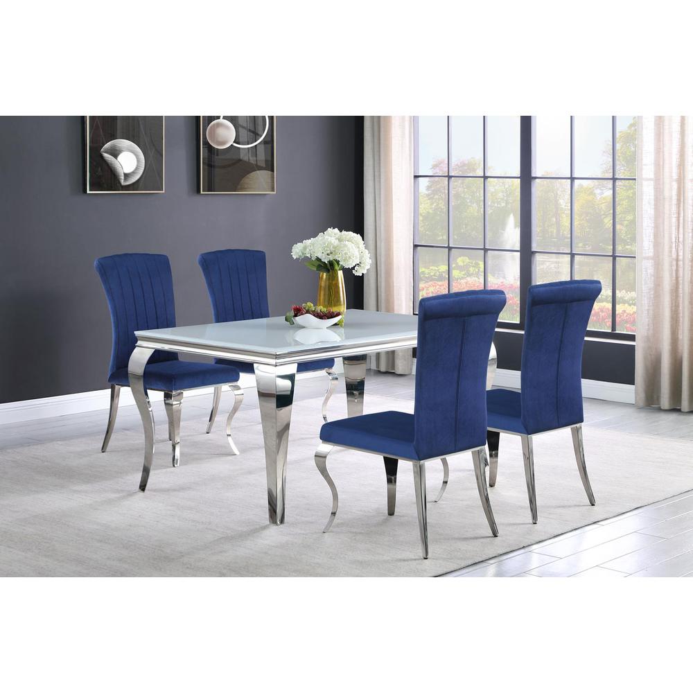 Carone 5-piece 61" Rectangular Dining Set Ink Blue and Chrome. Picture 7