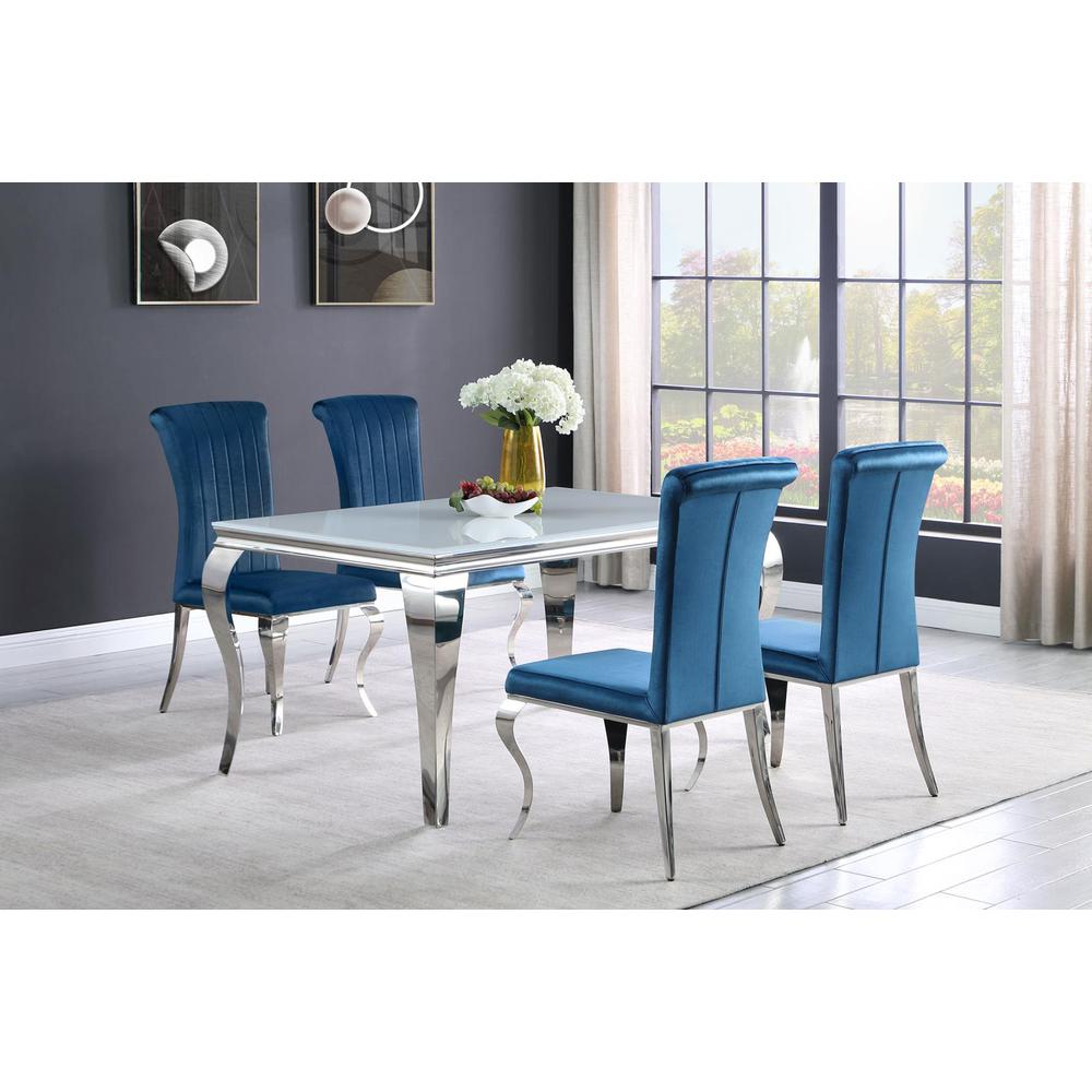 Carone 5-piece 61" Rectangular Dining Set Teal and Chrome. Picture 7