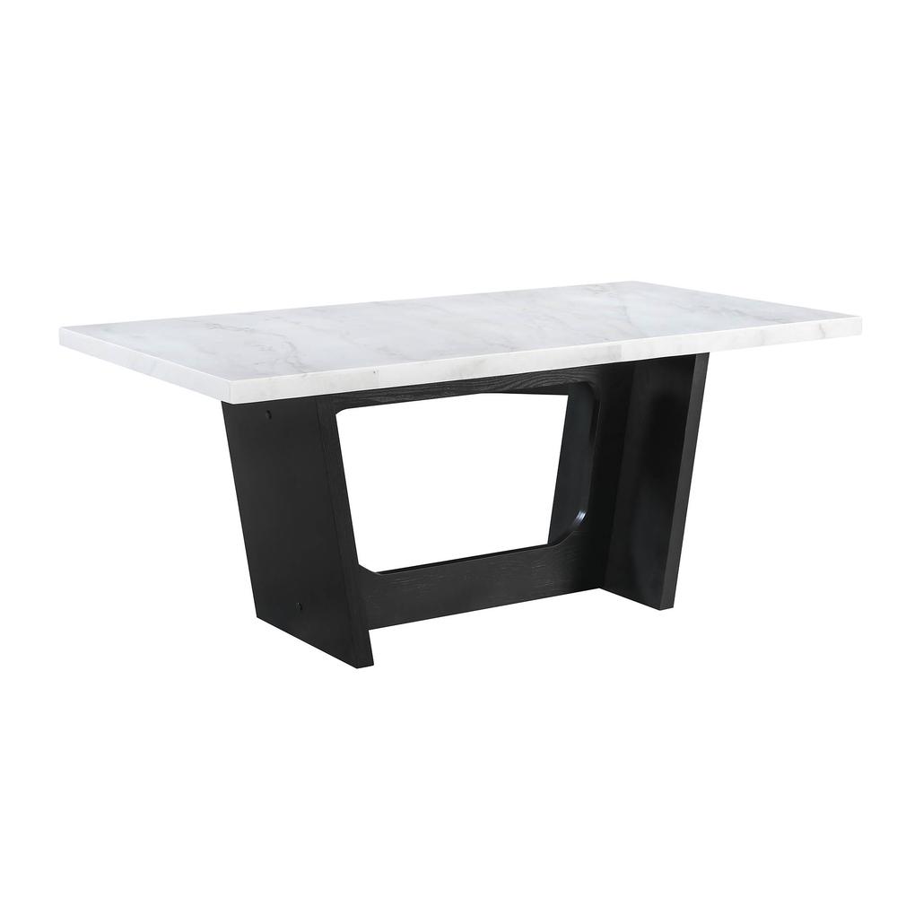 Sherry Trestle Base Marble Top Dining Table Espresso and White. Picture 3
