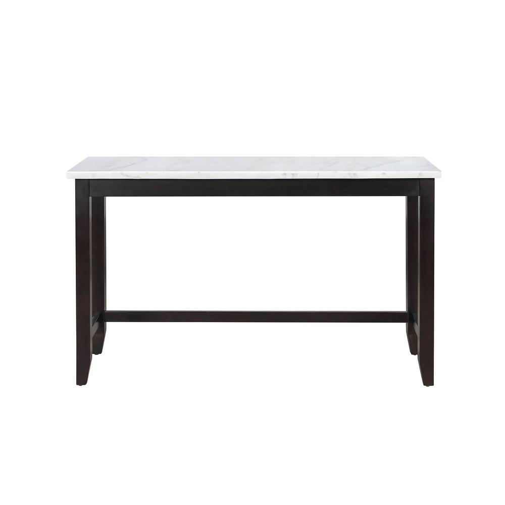 Toby Rectangular Marble Top Counter Height Table Espresso and White. Picture 3