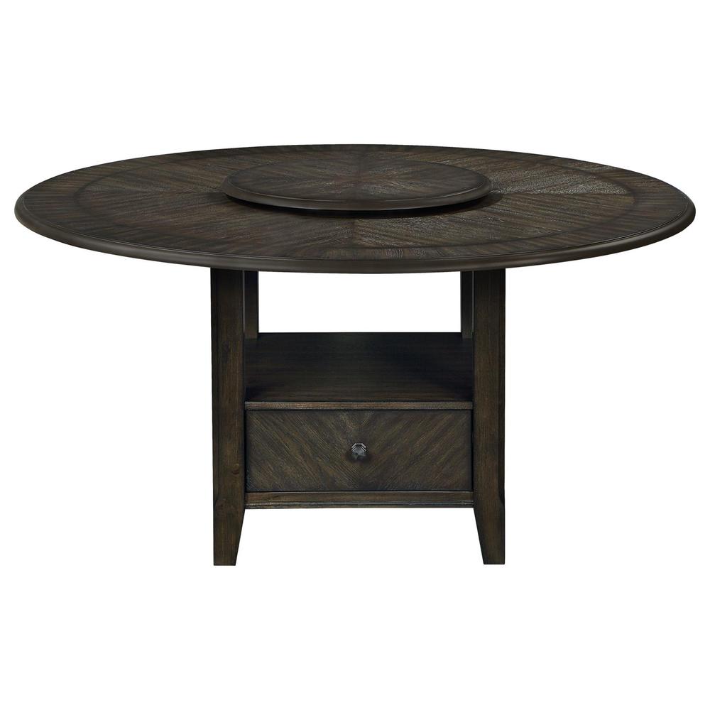 Twyla Round Dining Table with Removable Lazy Susan Dark Cocoa. Picture 2