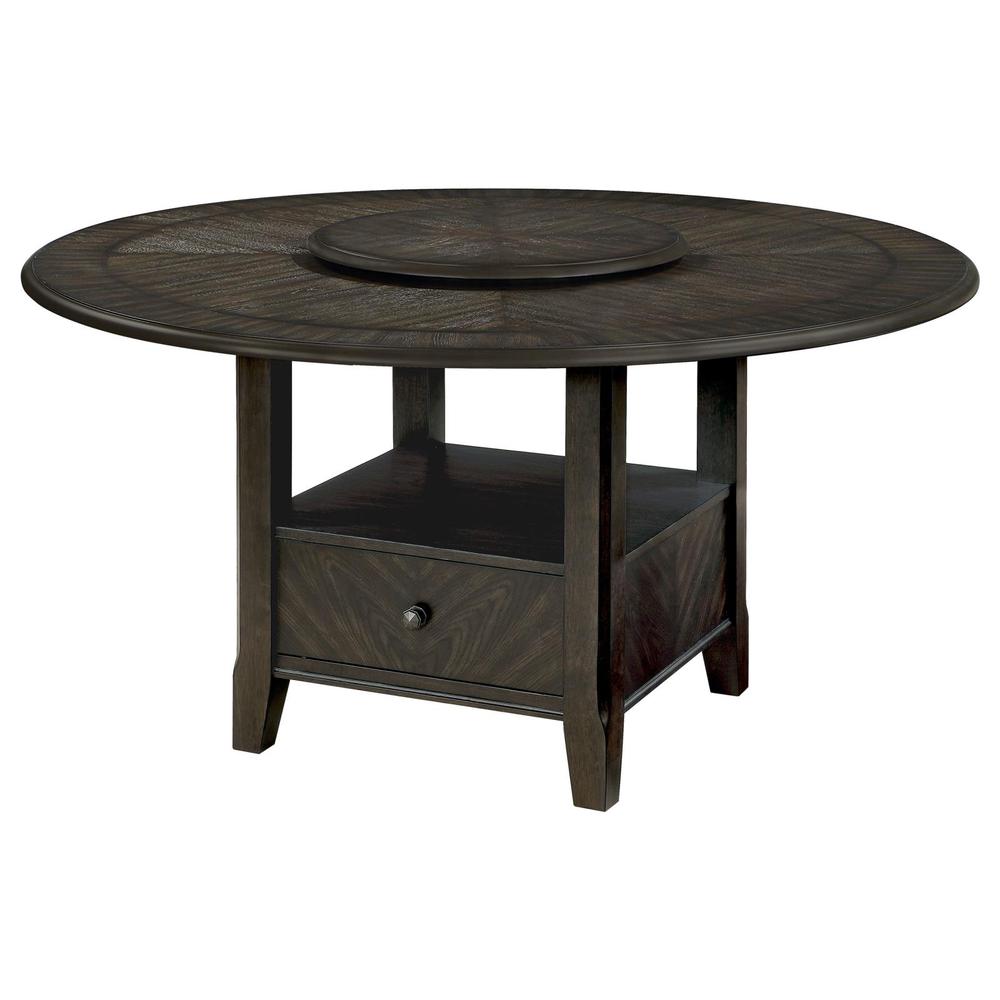 Twyla Round Dining Table with Removable Lazy Susan Dark Cocoa. Picture 3