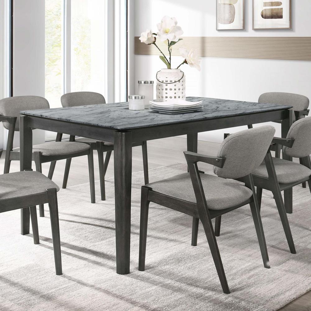 Stevie Rectangular Faux Marble Top Dining Table Grey and Black. Picture 1
