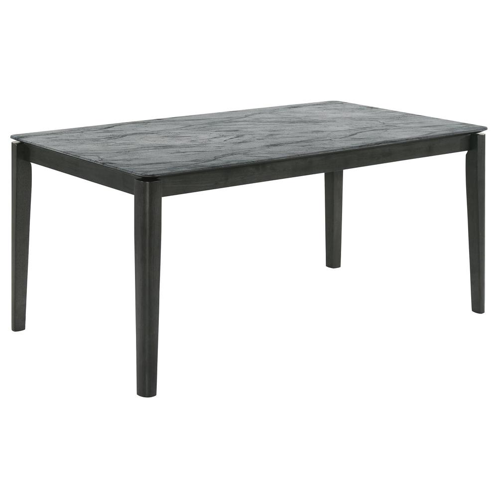 Stevie Rectangular Faux Marble Top Dining Table Grey and Black. Picture 2