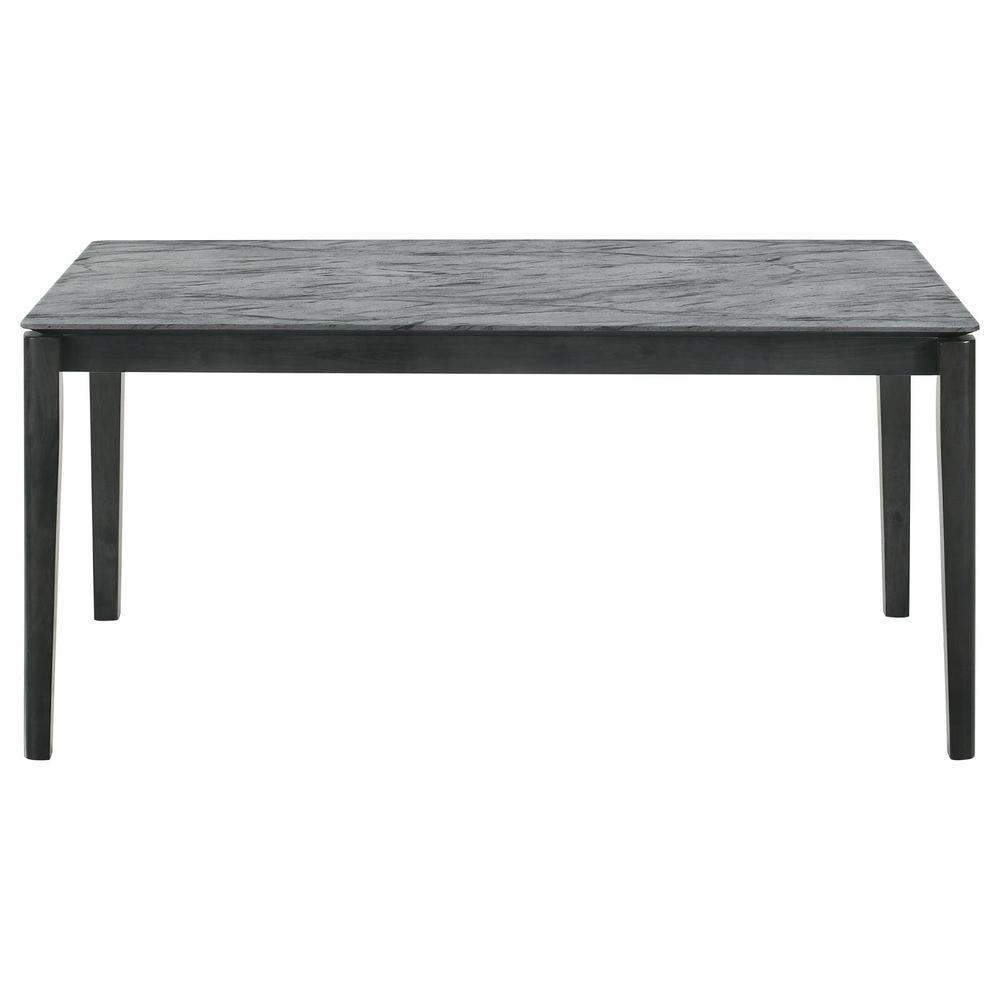Stevie Rectangular Faux Marble Top Dining Table Grey and Black. Picture 3