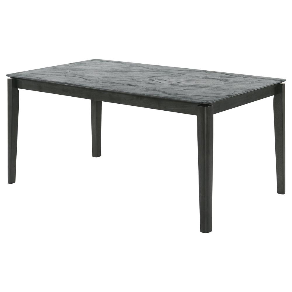 Stevie Rectangular Faux Marble Top Dining Table Grey and Black. Picture 4